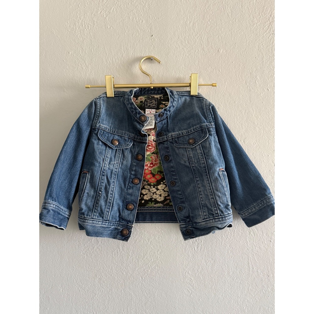 Lucky Brand Kid Floral Denim boho grungeJacket Blue 3/4 Years y2k boho yin retro